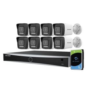 Kit IP Nvr 8 canali PoE,8 bullet da 4mpx con Audio, HD1TB
